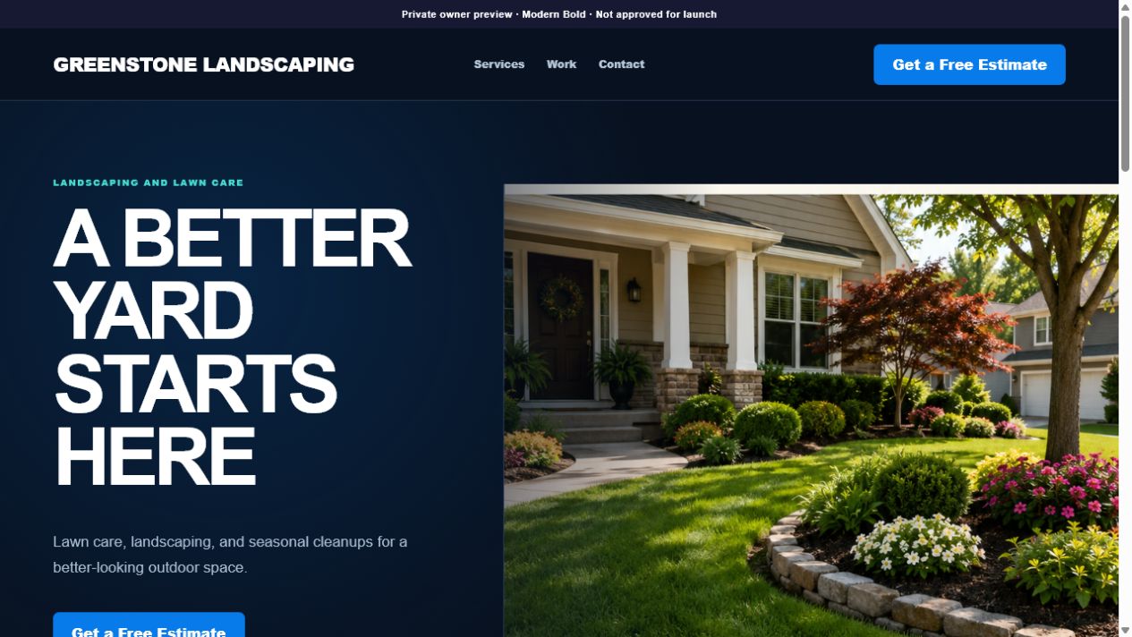 Modern Bold fictional desktop website preview