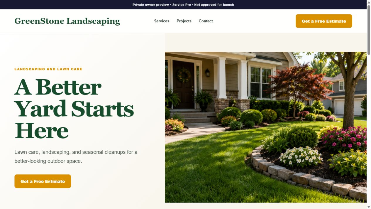Service Pro fictional desktop website preview
